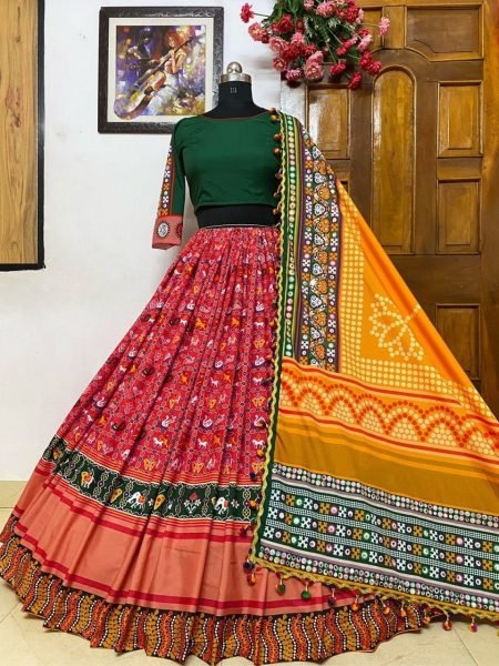 Heavy Butter Silk Navratri Lehenga Choli With Mirror Work Dupatta Navratri Lehnega Choli