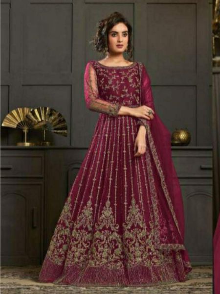  Heavy Butterfly  Net  with Embroidery Work Anarkali Suit  