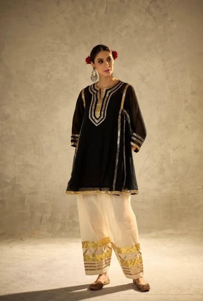 Heavy Chanderi Kurti Co-Ord Set with Lampi Lace Wholesale Collection CO ORD Sets
