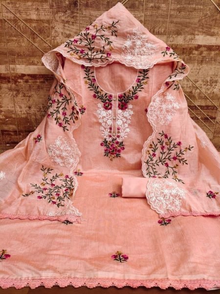Heavy Chanderi Neck Embroidery Work Dress Material  Punjabi Dress Materials Wholesale