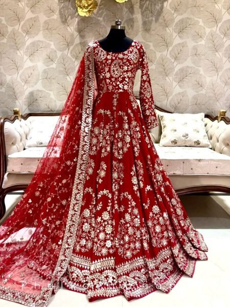 Heavy Chinon Silk Embroidered Gown Pant Dupatta Set Wholesale Ethnic Wear Ready To Wear Collection