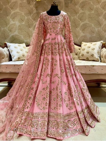 Heavy Chinon Silk Embroidered Gown Pant Dupatta Set Wholesale Ethnic Wear Ready To Wear Collection