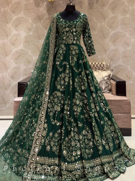 Heavy Chinon Silk Embroidered Gown Pant Dupatta Set Wholesale Ethnic Wear Ready To Wear Collection