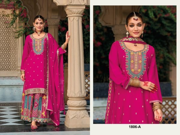 Heavy Chinon With Multi Thread And Zari Embroidery Pakistani Style Suit Shop Wholesale and Save Big Pakistani Suits Wholesale