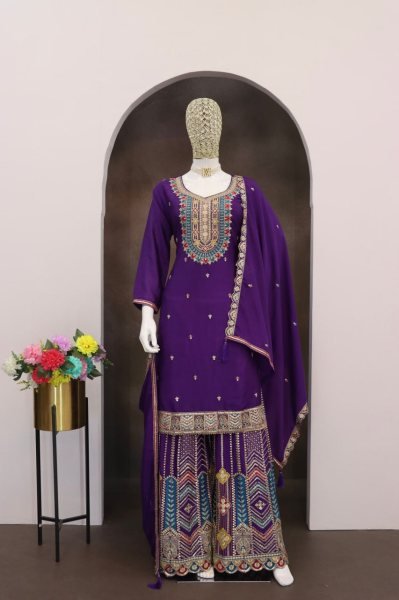 Heavy Chinon With Multi Thread And Zari Embroidery Pakistani Style Suit Shop Wholesale and Save Big Pakistani Suits Wholesale