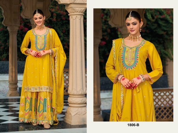 Heavy Chinon With Multi Thread And Zari Embroidery Pakistani Style Suit Shop Wholesale and Save Big Pakistani Suits Wholesale