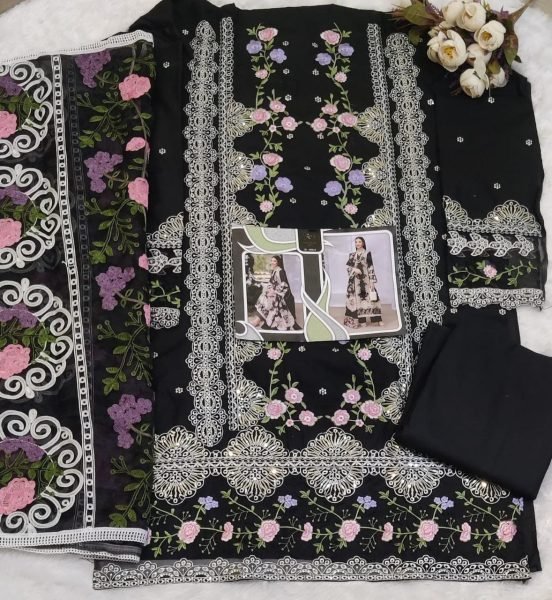 Heavy Cotton Embroidered Suit With Muslin Dupatta Wholesale Price Pakistani Suits Wholesale