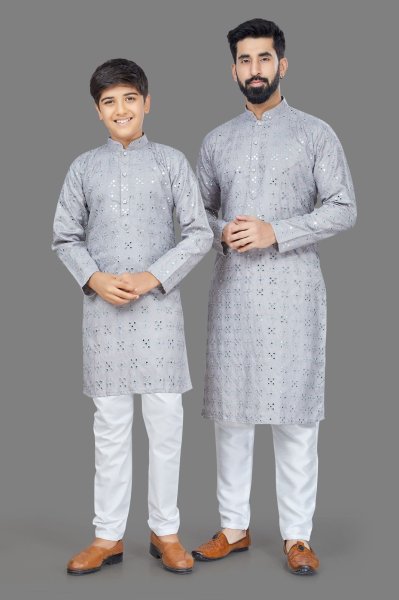  Heavy Cotton Fabric Long Kurta for Kids and Mens combo  Father Son Collection 