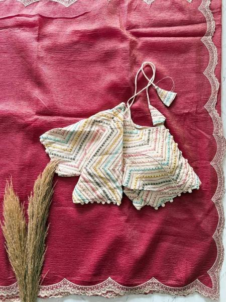 Heavy Crunchy Silk Saree with Multi Thread Work And Fully Stitched Blouse Silk Sarees Wholesale