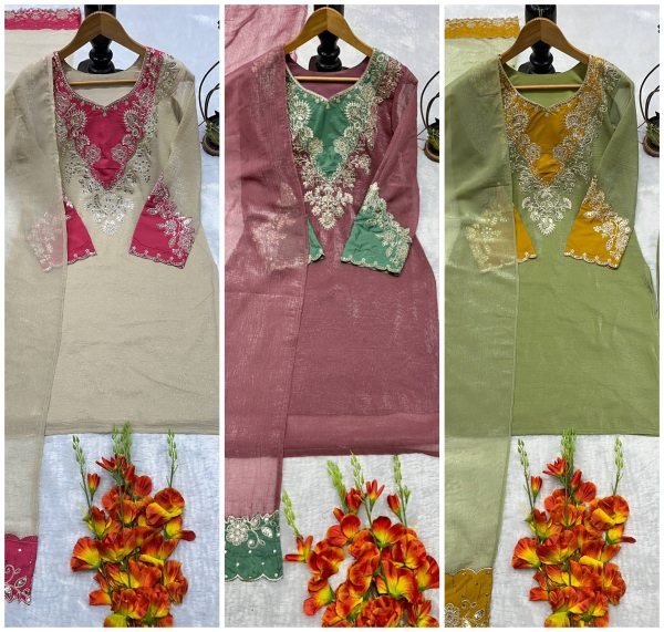 Heavy Crunchy Silk Straight Cut Suit with Palazzo and Embroidery Dupatta For Reseller Ethnic Party Wear  Ready To Wear Collection