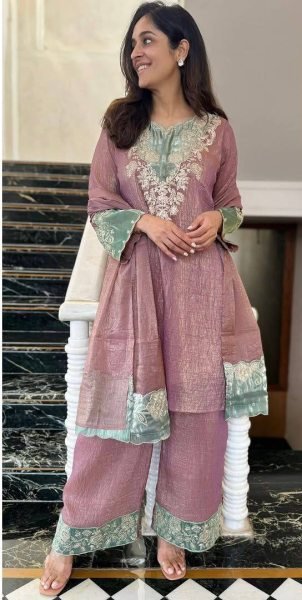 Heavy Crunchy Silk Straight Cut Suit with Palazzo and Embroidery Dupatta For Reseller Ethnic Party Wear  Ready To Wear Collection