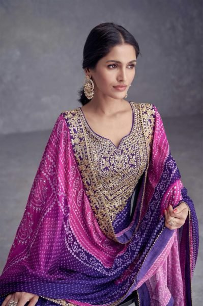 Heavy Embroidered Chinon Suit Set with Plazoo  Dupatta   Digital Print Wholesale Prices for Resellers Designer Plazzo Salwar Suits Wholesale