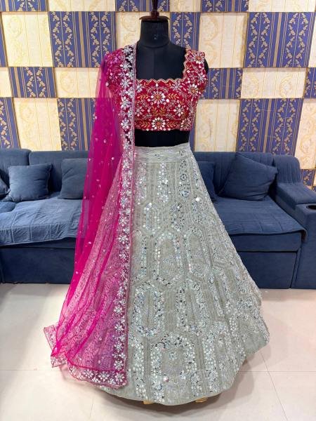 Heavy Embroidered Georgette Lehenga Choli With Butterfly Net Dupatta For Bridal Wear Designer Lehenga Choli