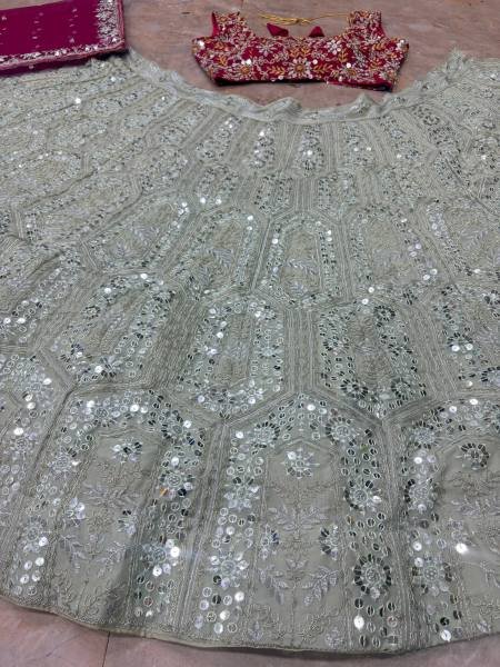 Heavy Embroidered Georgette Lehenga Choli With Butterfly Net Dupatta For Bridal Wear Designer Lehenga Choli