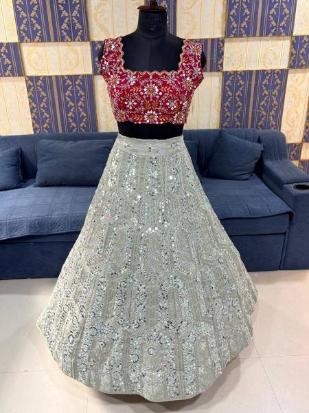 Heavy Embroidered Georgette Lehenga Choli With Butterfly Net Dupatta For Bridal Wear Designer Lehenga Choli