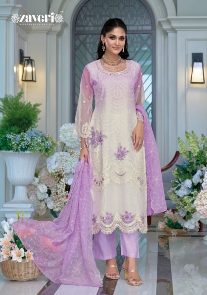 Heavy Embroidered Organza Suit With Silk Bottom Zaveri Femina Edition Pakistani Suits Wholesale