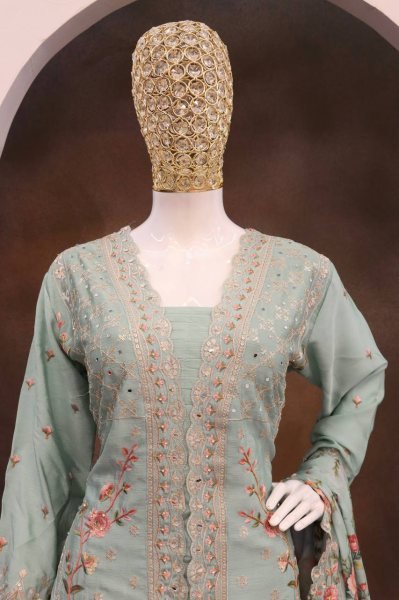 Heavy Embroidered Real Vichitra Sharara Set with Floral Dupatta Ideal for Wedding Occasions Designer Plazzo Salwar Suits Wholesale