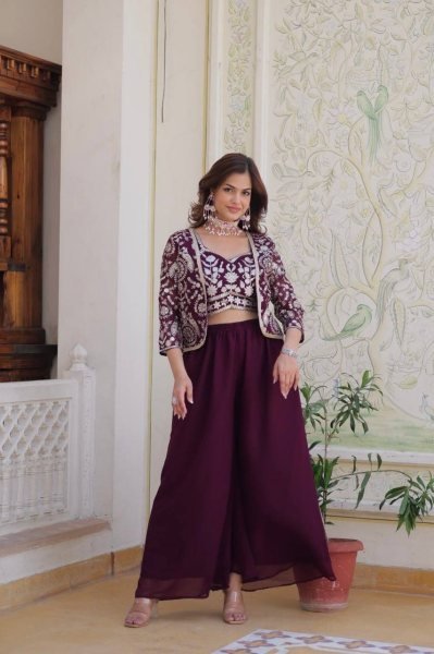   Heavy embroidery Top Palazzo set For Women  Ready To Wear Collection