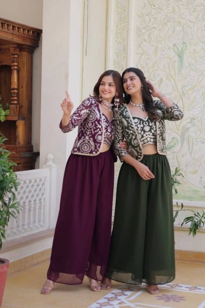   Heavy embroidery Top Palazzo set For Women  Ready To Wear Collection