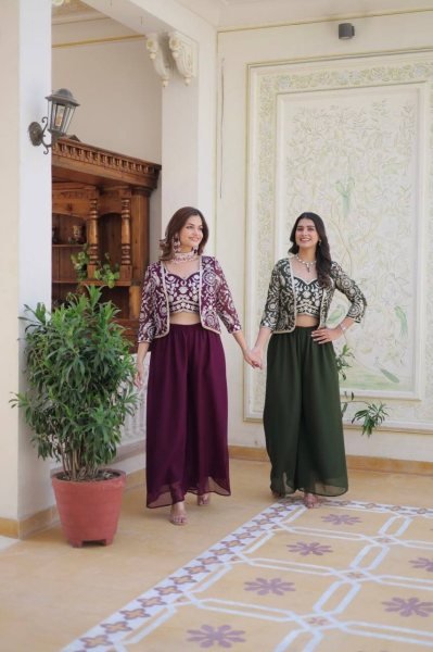   Heavy embroidery Top Palazzo set For Women  Ready To Wear Collection