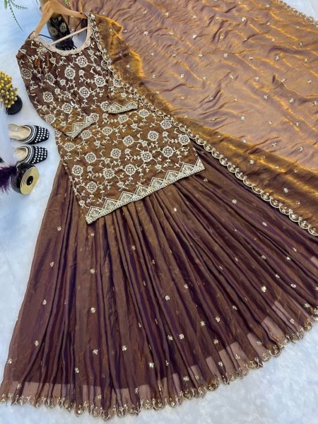 Heavy Fandy Silk Lehenga Set with Zari and Sequin Detailing Luxe Festive Edit  Ready To Wear Collection