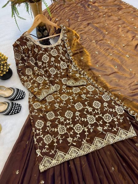 Heavy Fandy Silk Lehenga Set with Zari and Sequin Detailing Luxe Festive Edit  Ready To Wear Collection