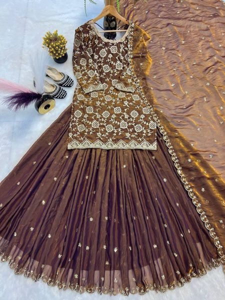 Heavy Fandy Silk Lehenga Set with Zari and Sequin Detailing Luxe Festive Edit  Ready To Wear Collection