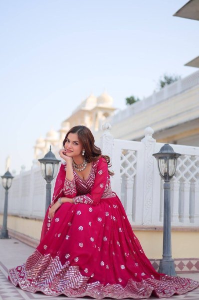 Heavy Faux Georgette Embroidery wok Lehenga Choli Designer Lehenga Choli