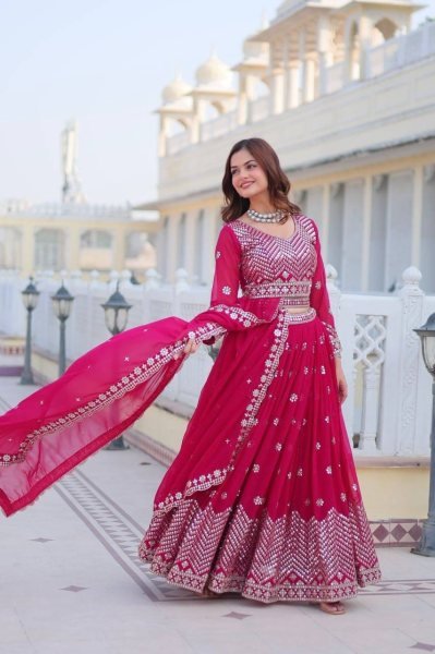 Heavy Faux Georgette Embroidery wok Lehenga Choli Designer Lehenga Choli