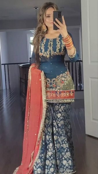  Heavy Faux Georgette Fabric With Heavy Embroidery  Work Sharara Suits  Ready To Wear Collection