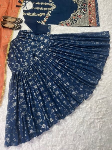  Heavy Faux Georgette Fabric With Heavy Embroidery  Work Sharara Suits  Ready To Wear Collection