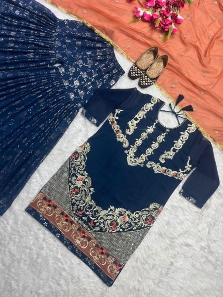  Heavy Faux Georgette Fabric With Heavy Embroidery  Work Sharara Suits  Ready To Wear Collection