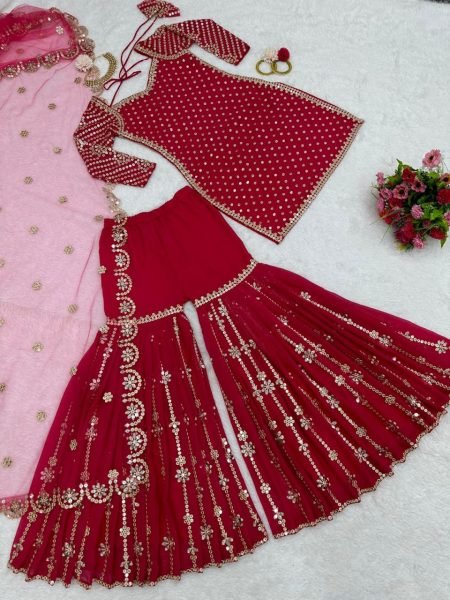 Heavy Faux Georgette Sharara Set  Ready To Wear Collection