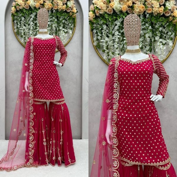 Heavy Faux Georgette Sharara Set  Ready To Wear Collection