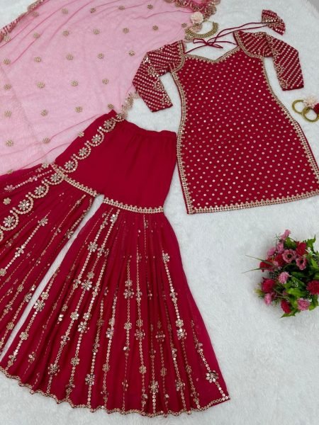Heavy Faux Georgette Sharara Set  Ready To Wear Collection