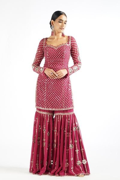 Heavy Faux Georgette Sharara Set  Ready To Wear Collection