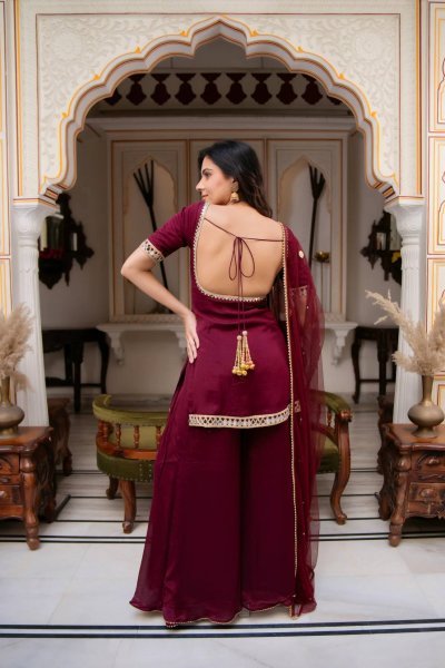 Heavy Faux Georgette Suit Set with Real Mirror Work Dupatta for Women Ready To Wear Collection