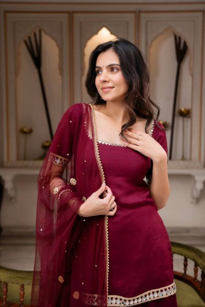 Heavy Faux Georgette Suit Set with Real Mirror Work Dupatta for Women Ready To Wear Collection