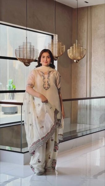 Heavy Fendy Silk Farshi Plazo Suit Set with Embroidered Dupatta Ready To Wear Collection