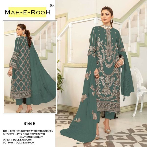  Thread Embroidery Heavy Fox Georgette Pakistani Festival Special Salwar Suit With Hand Work Pakistani Suits Wholesale
