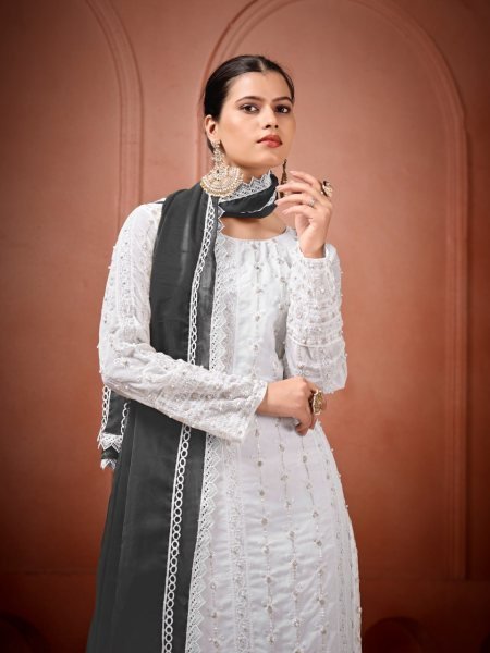 Heavy Georgette Embroidered Suit with Tebby Silk Dupatta Partywear & Festive Collection at Best Price Georgette Kurti 