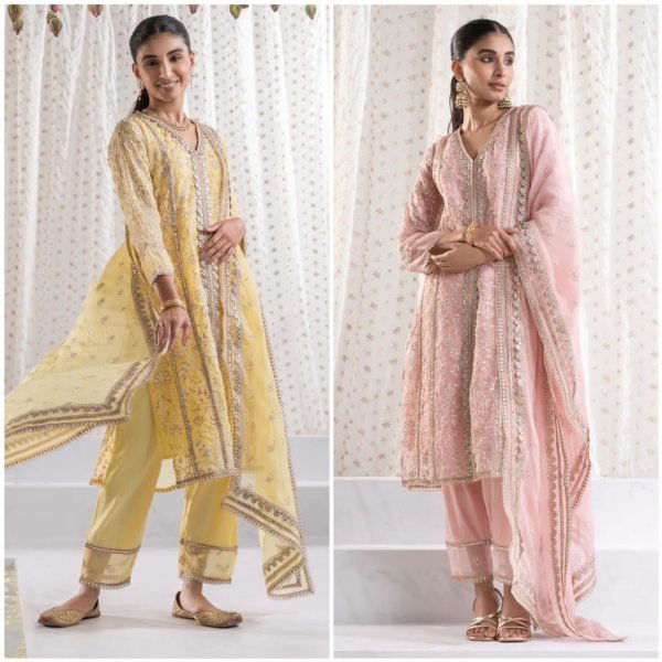 Heavy Georgette Kurti Pant Set With Embroidery Work Ready To Wear Collection