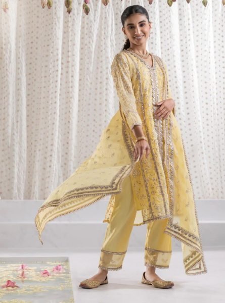 Heavy Georgette Kurti Pant Set With Embroidery Work Ready To Wear Collection
