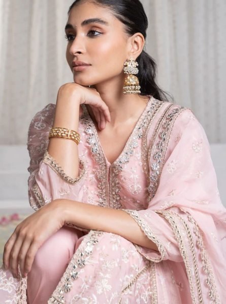 Heavy Georgette Kurti Pant Set With Embroidery Work Ready To Wear Collection