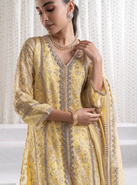 Heavy Georgette Kurti Pant Set With Embroidery Work Ready To Wear Collection
