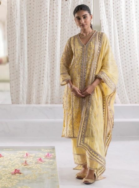 Heavy Georgette Kurti Pant Set With Embroidery Work Ready To Wear Collection