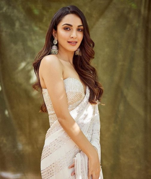 Heavy Georgette Trending Embroidered Zari   Sequins Work Saree Inspired By Kiara Advani Bollywood Fancy Sarees Wholesale