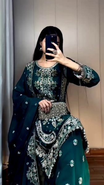 Heavy Look Ethnic Plazo Set for Party & Nikah Functions Intricate Zari Work with Dupatta Ready To Wear Collection