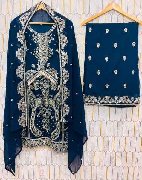 Heavy Look Ethnic Plazo Set for Party & Nikah Functions Intricate Zari Work with Dupatta Ready To Wear Collection