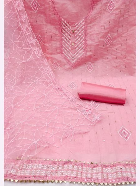 Heavy Embroidered Unstitched Dress Material Color Set Matching Dress Material Wholesale